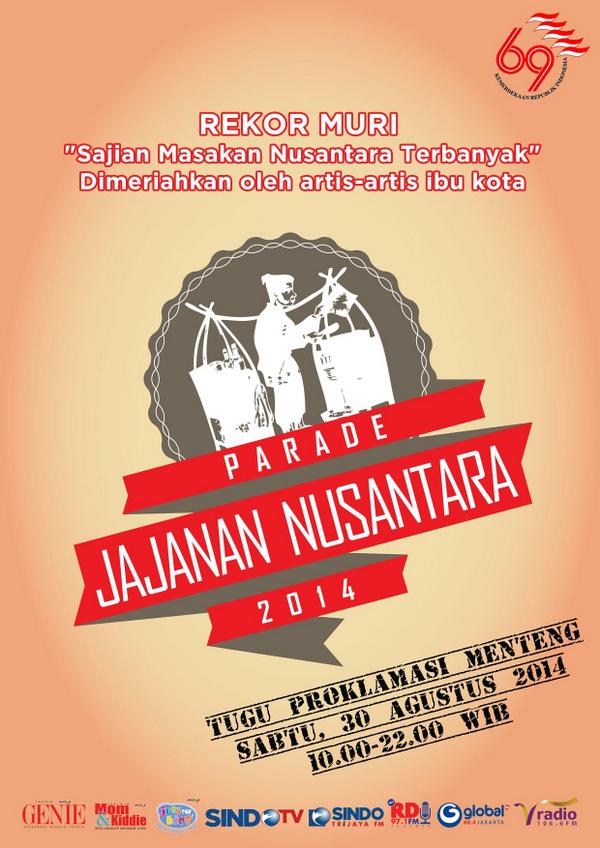 Insyaallah kami akan hadir di Parade Jajanan Nusantara, Tugu Proklamasi - Menteng, Sabtu 30 Agustus 2014 :))