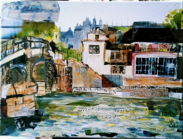 FebruaryWindsor's tweet photo. #windsorcastle #wrenhotel & #Etonbridge from Eton #collageart P.S. Music on the water was coming from a passing boat http://t.co/lD91UUztQN
