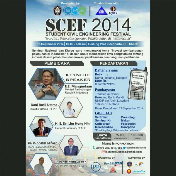 hay <a href="/MesinUGM12/">Teknik Mesin UGM 12</a> don't miss SCEF iy. 15 sept 2014 di Gd Sudharto Undip. more info <a href="/sipilmasukdesa/">Sipil Masuk Desa</a> | 085718177886