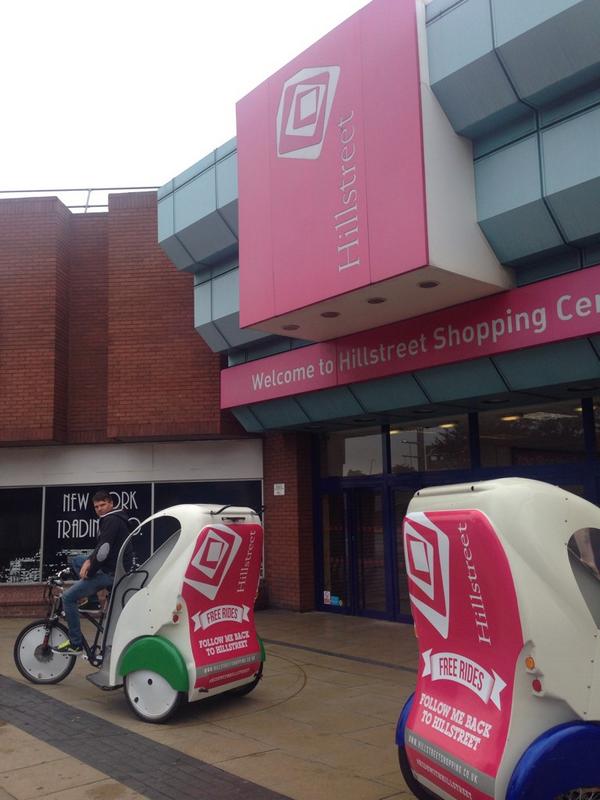 Hillstreetshop's tweet photo. The rickshaws are here #ridewithhillstreet today and tomorrow and win £100 to spend @Hillstreetshop @lovembro http://t.co/z9G1oFBg0u