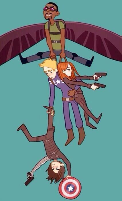 "I'd say this is a pretty accurate picture of my best friends and I." 
<a href="/IDoWhatHeDoes/">Sam Wilson</a>, @LeVeuveNoir, @RedRoomAssassin