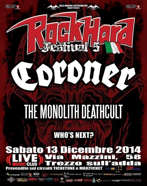 #ROCKHARDFESTIVAL ITALIA: A Dicembre #CORONER, THE MONOLITH DEATHCULT e altri | Metalzine.it metalzine.it/ultime-notizie…
