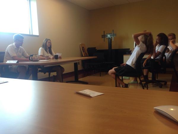Dillan_Shumaker's tweet photo. @SpfldCCSIrish students filming the first addition of the Catholic Central video announcements #ccirish #tuneinfriday http://t.co/itcapfKkwj