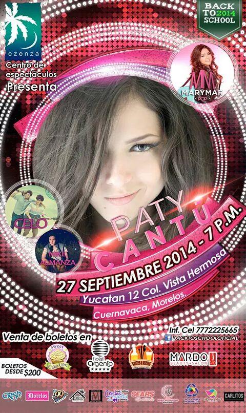 PueblaScool's tweet photo. #Cuernavaca 27deSEPT 19:00Hrs #backtoschool2014 #Ezenza @PatyCantu @marymarpop @CeloMx #MikeAlmanza #DisfrutaLaMúsica http://t.co/r7MNv5Iges