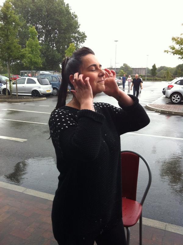 Hannah breaking the ice with her new colleagues ice bucket challenge