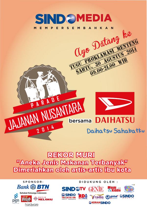 Hobi kuliner? ayo dateng ke festival Parade Jajanan Nusantara, menyajikan aneka jenis makanan terbanyak !!