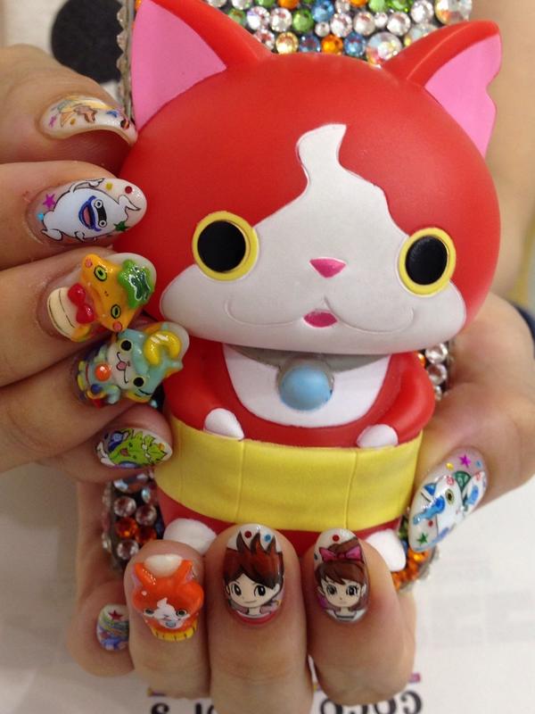 お客様オーダー、妖怪ウォッチ痛ネイル。フラットも3Dもかわいい