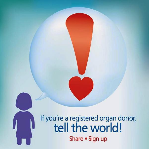 If you're a #registeredorgandonor, tell the world.