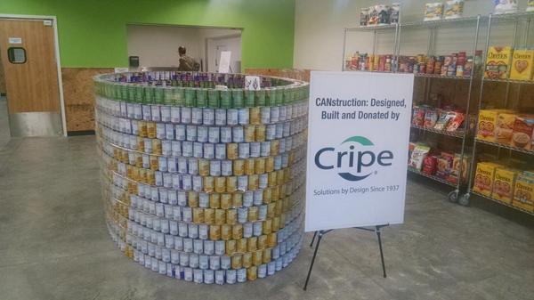 CupboardLT's tweet photo. Thanks to @CripeIndy for the Canstruction! 2500 items donated to the pantry to create this art! http://t.co/27hGIgchuf