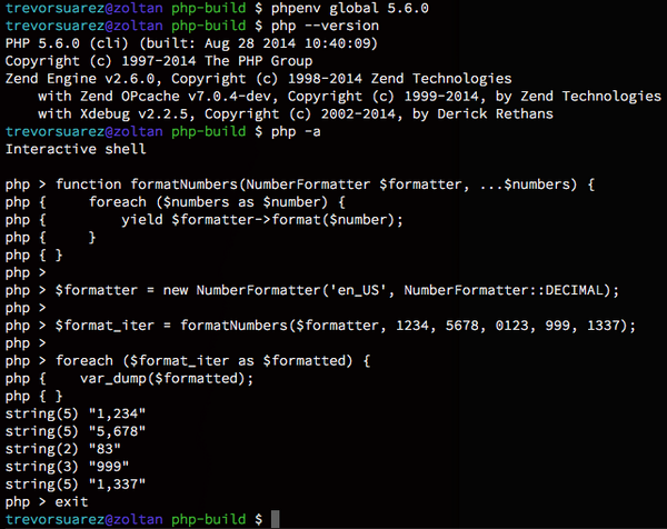 trevorsuarez's tweet image. This language really has come a long way…
#php #php56 #variadicfunctions #generators #thenewhotness