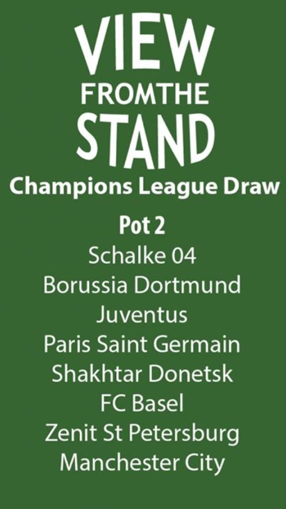 ViewFTStand's tweet image. #ChampionsLeagueDraw The pots for the Champions League draw