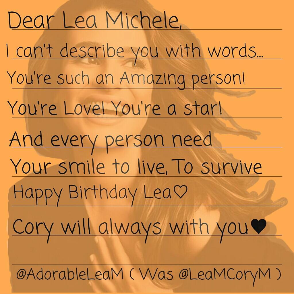 Its 29 August! Happy Birthday Lea Michele 