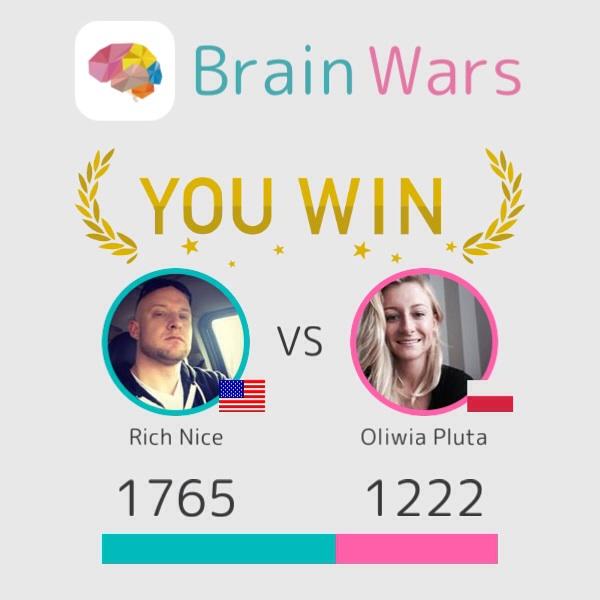 RichNice20's tweet image. I challenged Oliwia Pluta and won:) Let's play! #BrainWars brainwarsapp.com/b/618381