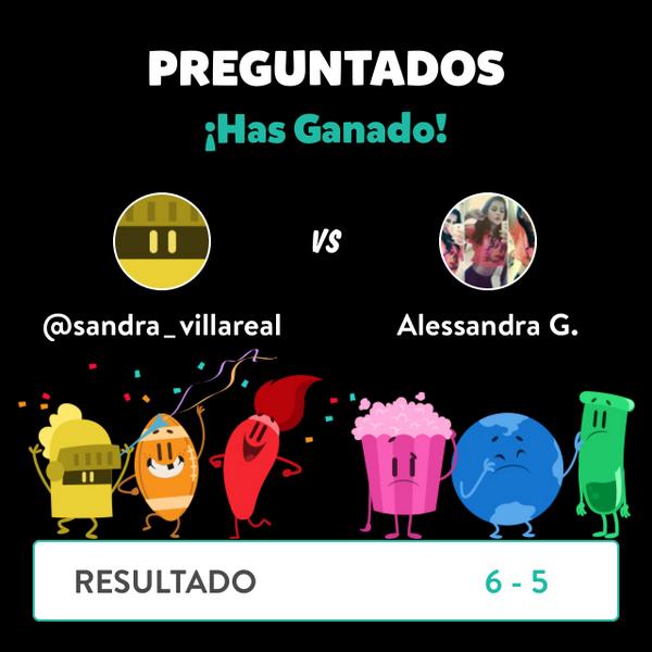 ¡@sandra_villareal ganó una partida contra Alessandra G. en Preguntados!
