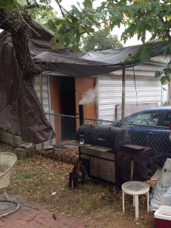 BretWOOOOD's tweet image. God said, "let there be rain." I said NAY, let there be BBQ. #AggieEngineering #Gameday #BTHOCocks
