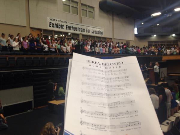bereacollege's tweet photo. ##ConvocationLive: The Black Music Ensemble, Concert Choir, &amp; Women's Chorus leads us in Berea, Beloved. http://t.co/ZqNykQok2V