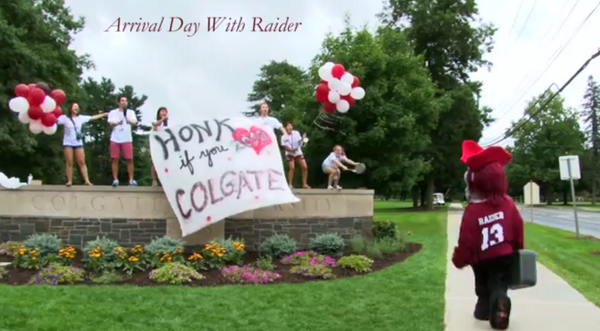 colgateuniv's tweet photo. Raider arrives at Colgate. http://t.co/kFrsQ2ZKYs #Colgate2018 http://t.co/w4BHDWDMZ9