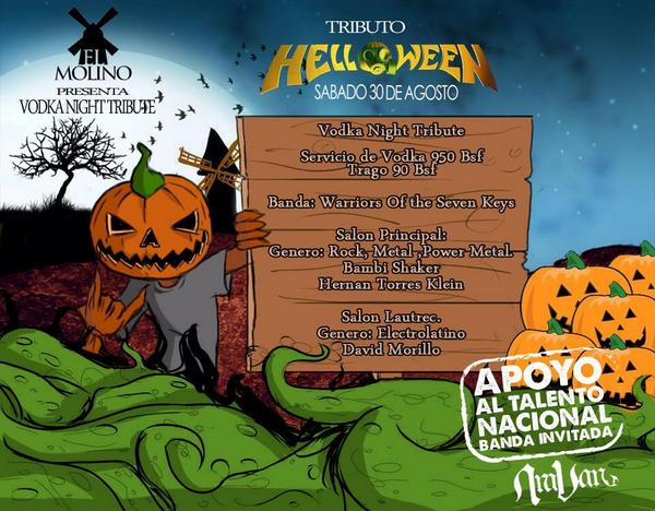 Un buen RECUERDO, lo trae, una buena RUMBA, A SOLO 3 DÍAS, tributo a HELLOWEEN, promo vodka 950.