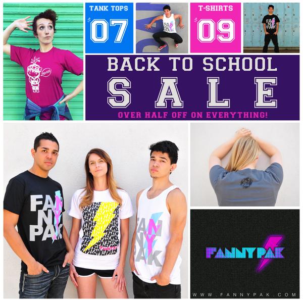 fannypak's tweet photo. Today is the LAST DAY of our BACK TO SCHOOL SALE at http://t.co/BIjNuThD6u. OVER 50% off on EVERYTHING! $7 Tanks! http://t.co/Iiz1HwfBEd