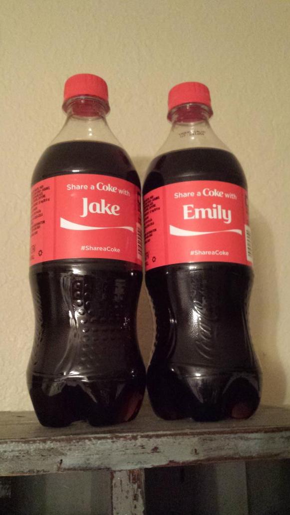 emilydcox's tweet photo. @CocaCola sales have got to be up. Couldn't tell you the last time I bought a coke #ShareaCoke http://t.co/EDHYxsKAod