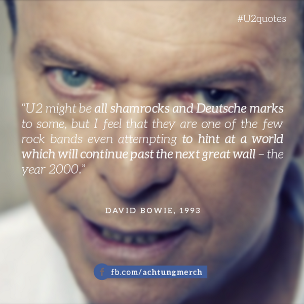 AchtungMerch's tweet photo. . @DavidBowieReal on @U2 during #ZooTV tour #U2 #U2quotes #DavidBowie http://t.co/JWiPIkfHAR