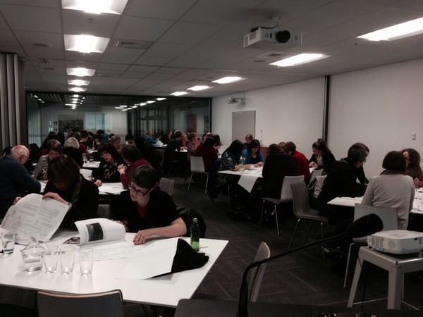VLeachman's tweet photo. #ndfbarcamp Wellington workshop activity commence! http://t.co/rX9iTeWm53