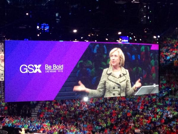 Very excited to hear <a href="/HillaryClinton/">Hillary Clinton</a> keynote at #CiscoGSX - time to BE BOLD and win BIG! #GVEatGSX