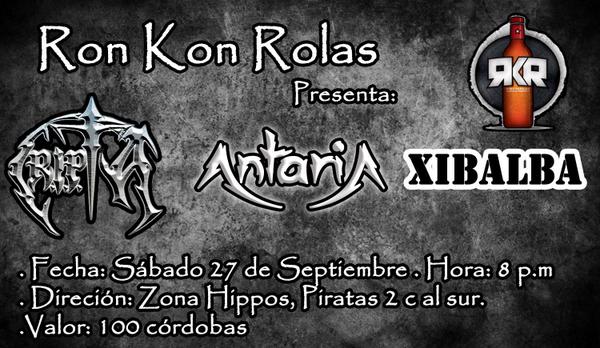 Criptanic's tweet photo. 27 DE SEPTIEMBRE NOS VEMOS EN RON KON ROLAS PARA DISFRUTAR DE UN BUEN SHOW DE METAL NICARAGUENSE... http://t.co/qzKG0r2Zuh
