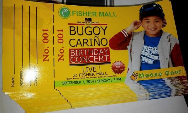 Bugz_Platoon's tweet photo. Limited VIP TICKETS for BUGOY CARINO BIRTHDAY CONCERT 
are NOW AVAILABLE !
@ Star Apple Production Office Only. http://t.co/ERJ45mGv3c