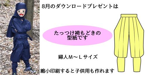 服の作り方と型紙うさこの洋裁工房 Sur Twitter 8月のダウンロード購入者プレゼントの型紙は忍者ごっこ服に使えるたっつけもんぺの型紙です 8 31日までですよ ズボン部分です 縮小すると子供服も作れます 70位 縮小で作りました Http T Co Xi6ncq0kud Http T