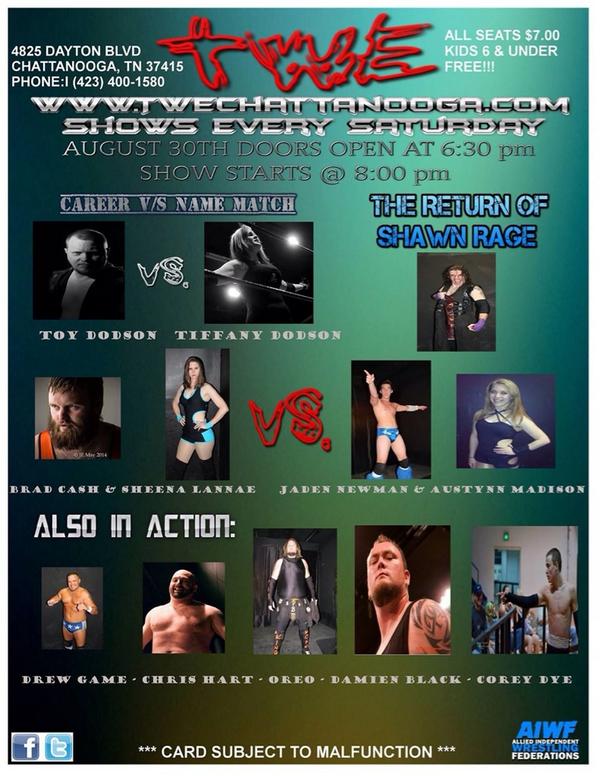 TWEChattanooga's tweet photo. This Saturday! Get ready! #twechattanooga #experiencetheentertainment #whatthepeoplearewatching http://t.co/qWrGzVDHkk