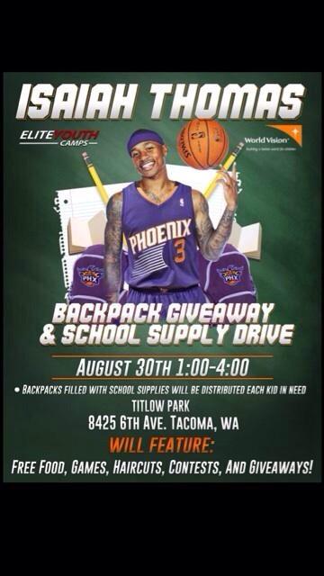 LeadersCL's tweet photo. This Saturday we'll be supporting @Isaiah_Thomas2 at his Backpack Giveaway from 1pm-4pm so PULL UP❗️#TacomaUP http://t.co/eG7JKv29Lb