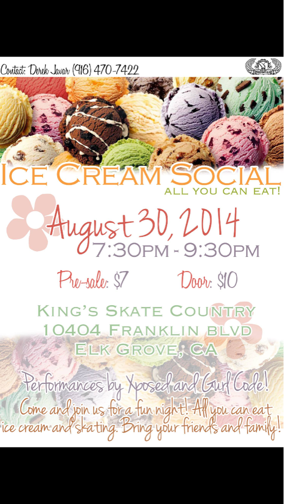 XposedDanceCo's tweet photo. ICE CREAM SOCIAL THIS SATURDAY! Unlimited ice cream and skating for $10 @ door! Performances too! See you there :) http://t.co/oOVl05yZtc