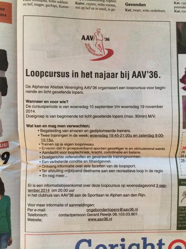 Voor de loopmaatjes onder ons die beginnend hardloper zijn! <a href="/AAV36NL/">AAV'36</a> <a href="/loopmaatjes/">Loopmaatjes</a> <a href="/hardloopmoeders/">Hardloopmoeders</a> #cursus #alphen