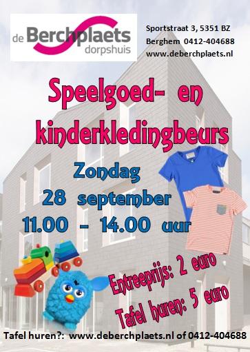 Kom allemaal naar de speelgoed- en kinderkledingbeurs! Voor iedereen die zelf wil verkopen, er zijn nog tafels!