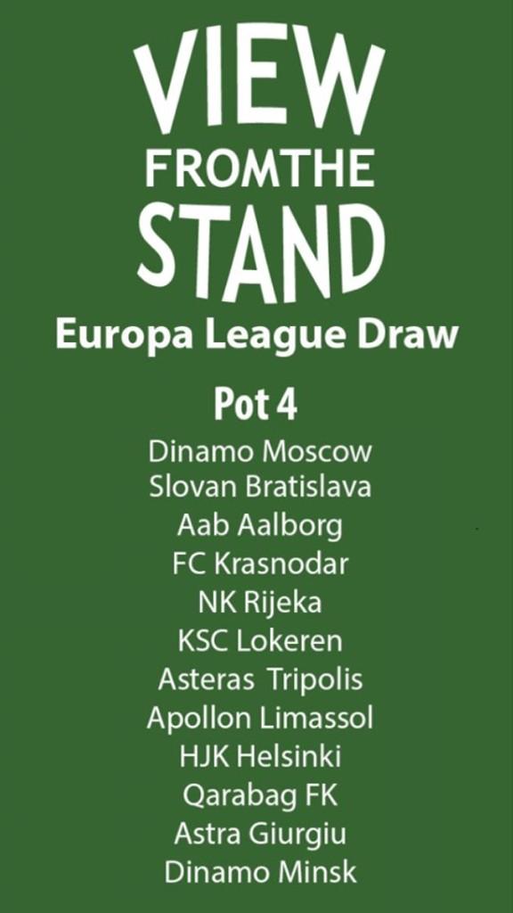 ViewFTStand's tweet image. Here are the pots for today's #UELdraw #EuropaLeague #Everton #Tottenham