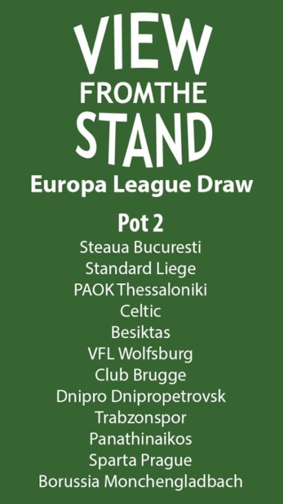 ViewFTStand's tweet image. Here are the pots for today's #UELdraw #EuropaLeague #Everton #Tottenham