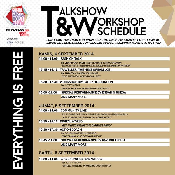 Catet jadwalnya dan jgn sampe ketinggalan talkshow &amp; artists performances yg pasti bakalan seru2 bgt!