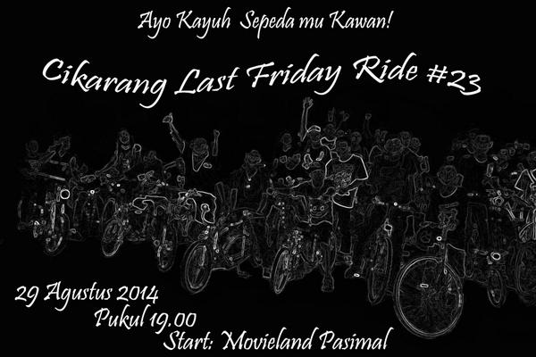 SCILOWcikarang's tweet photo. Hei Ho, Sampai bertemu di Movieland Pasimal malam ini Gaess. Ayo kayuh Sepedamu #CLFR23 #SepedaHurahh http://t.co/2RpbdUyQWH