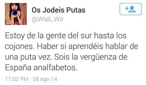 Hola <a href="/Wisli_Wir/">Lalala</a> en Andalucía no somos analfabetos por hablar mal, analfabeta es escribir "haber" en vez de "a ver".