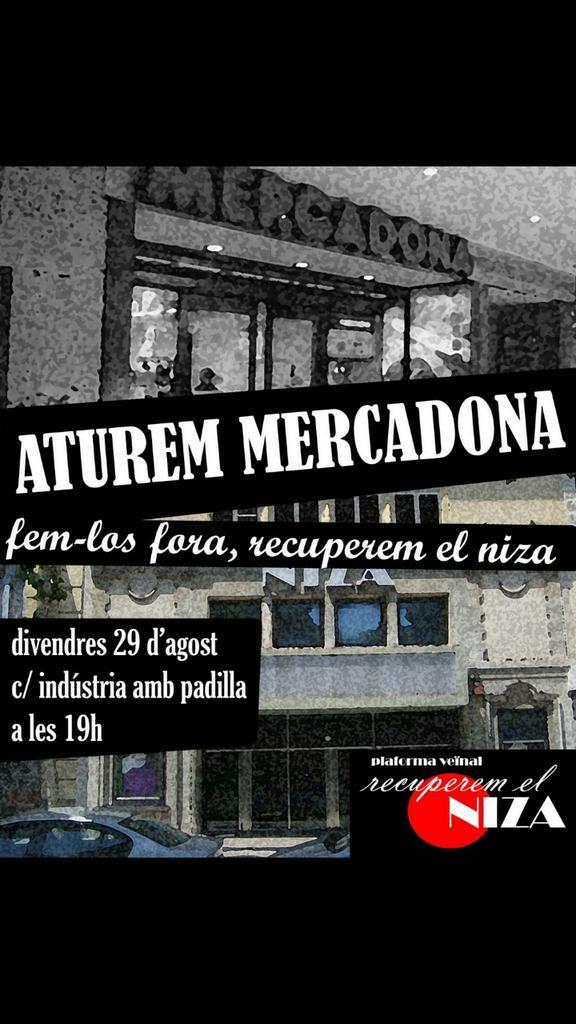 En poc més d'una hora, a Indústria amb Padilla: Ni hotels, ni Mercadona! Fem-los fora!