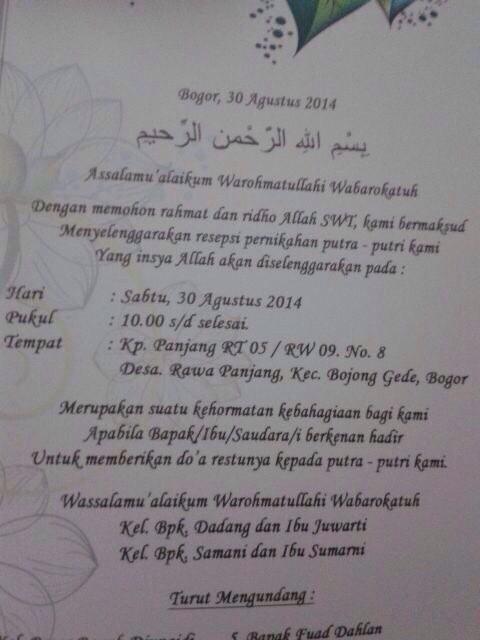 abang-abang, kakak-kakak, semuanya cuman mau konfirmasi nih, kalo tanggal 30 agustus sodara kita dendi nikahan