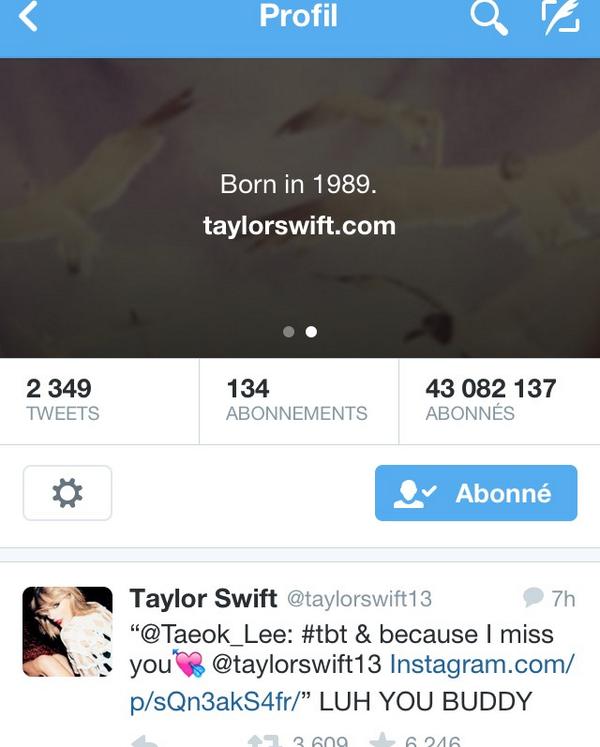 SourceSwiftFR's tweet photo. #INFO Taylor a changé son icon et sa bio sur instagram et twitter. http://t.co/Cq8d3NofAA