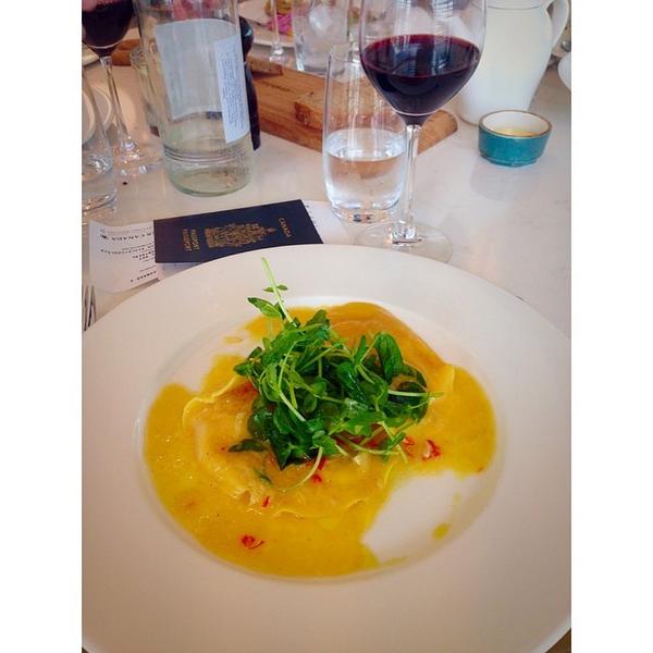 imaglife's tweet photo. The best meal I've had during these past 3 weeks is at Heathrow #thegorgeouskitchen #ravioli #wine #butternutsqua... http://t.co/FSOJb6qb8D