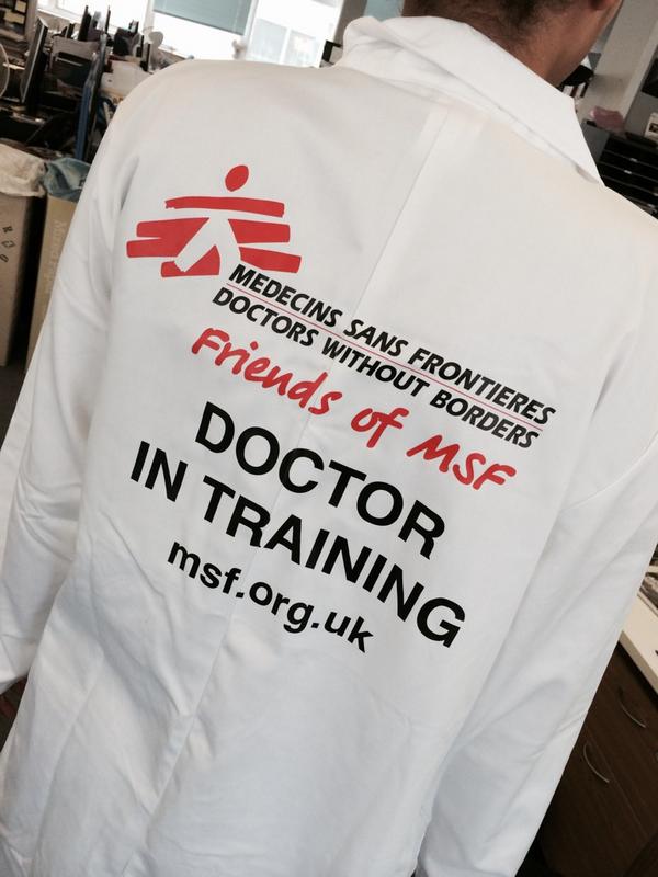 MSF_uk's tweet photo. Alex and Chowa model our brand new @FoMSFUK_Ireland coats making their way to our fantastic students #docsintraining http://t.co/uOXkcmGimC