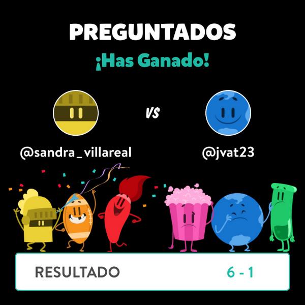 ¡@sandra_villareal ganó una partida contra @jvat23 en Preguntados!