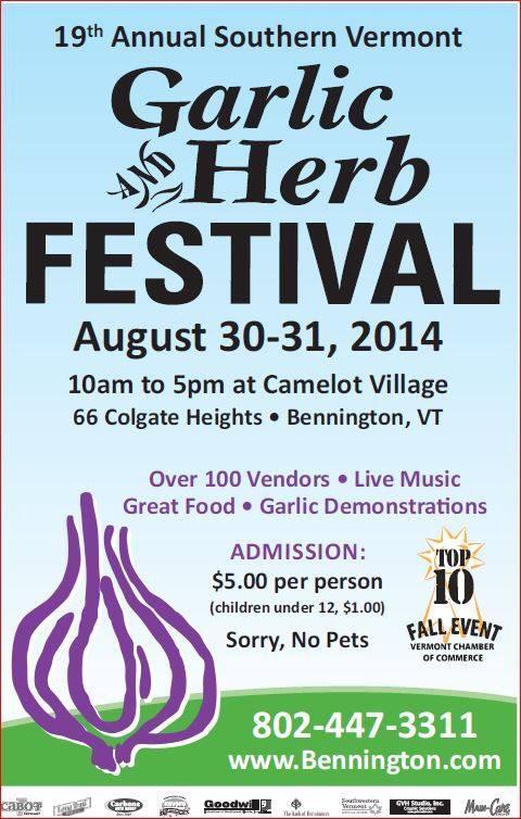 GarlicFestVT's tweet image. Our Garlic and Herb Festival poster - join us Saturday &amp;amp; Sunday - gates open @ 10am! #VTGarlicFest14