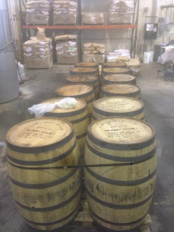 Freshly emptied A Smith Bowman barrels ready to be filled with Gonzo for our <a href="/FlyingDog/">Flying Dog Brewery</a> 2015 BAG release.