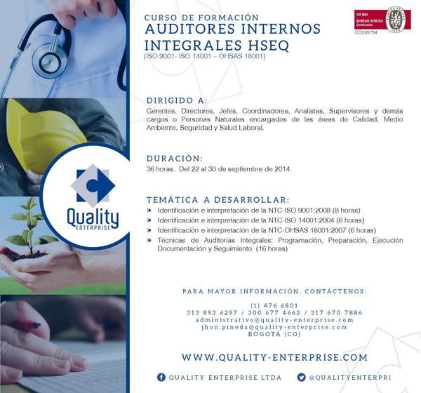 Qualityenterpri's tweet image. Formación de Auditores Internos Integrales HSEQ...