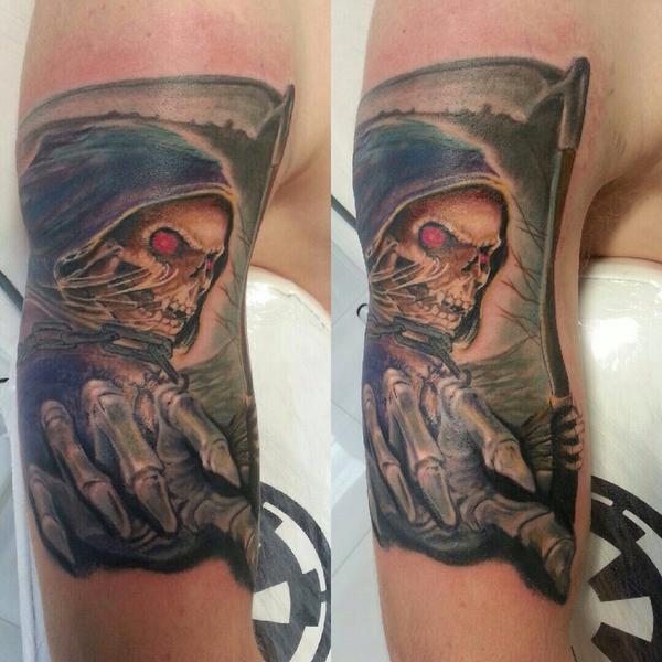 #Grimreaper by @tattoosbyruss #reapertattoo #reaper @BLKPowder_ @LifesInked @TattooSociety13